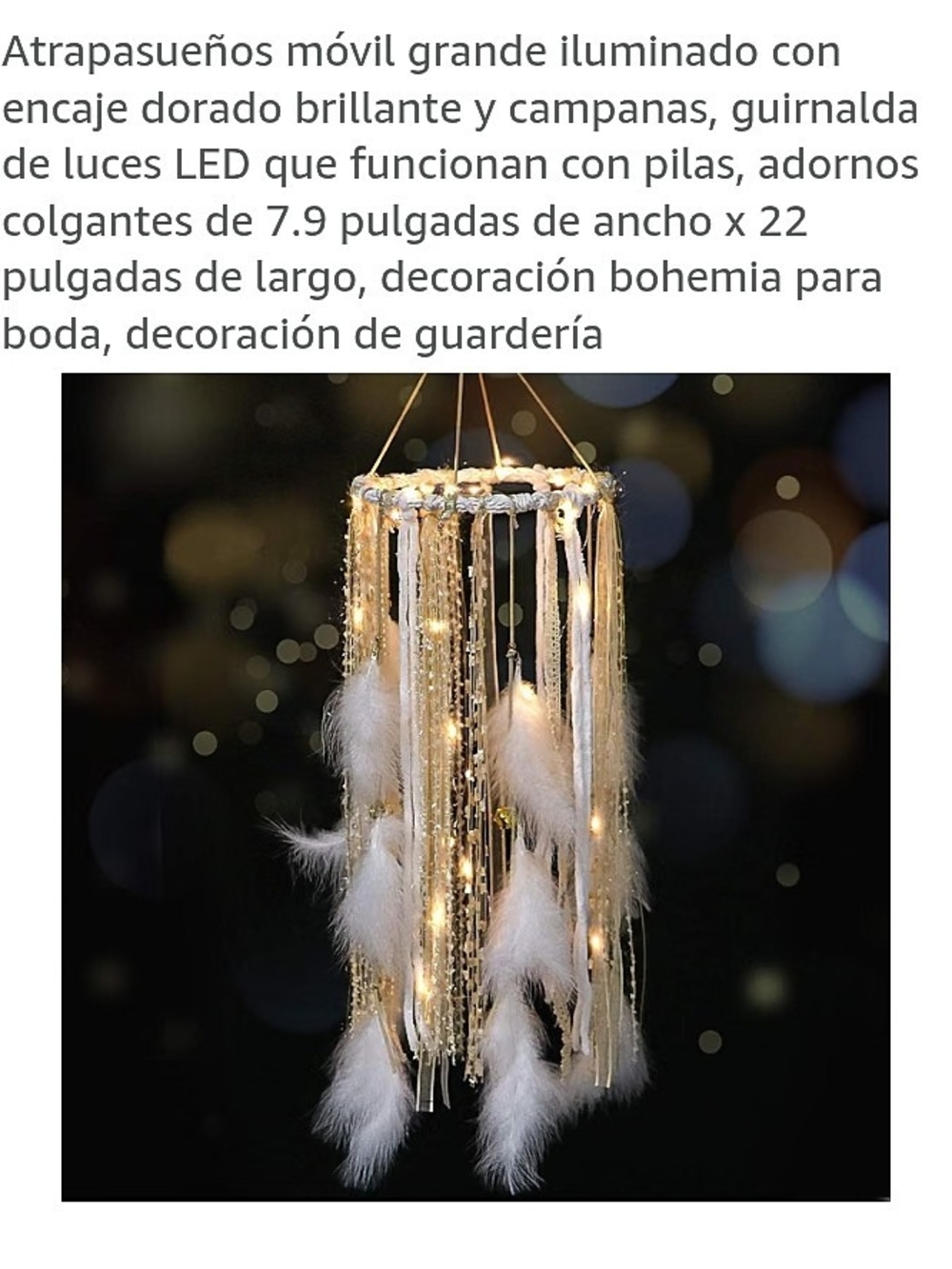 Amazon Gold and White Hanging LED Dreamcatcher Lantern